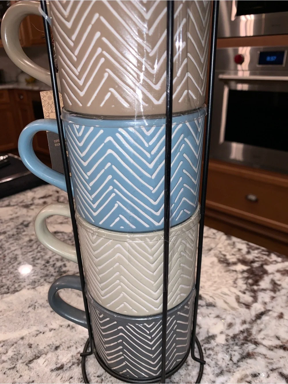 BEAUTIFUL EARTH TONE COFFEE CUPS & TOWER nwt